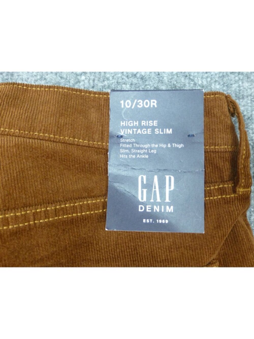Gap Womens High Rise Vintage Slim Corduroy Pants 10/30 R Brown Stretch New With - Picture 4 of 11